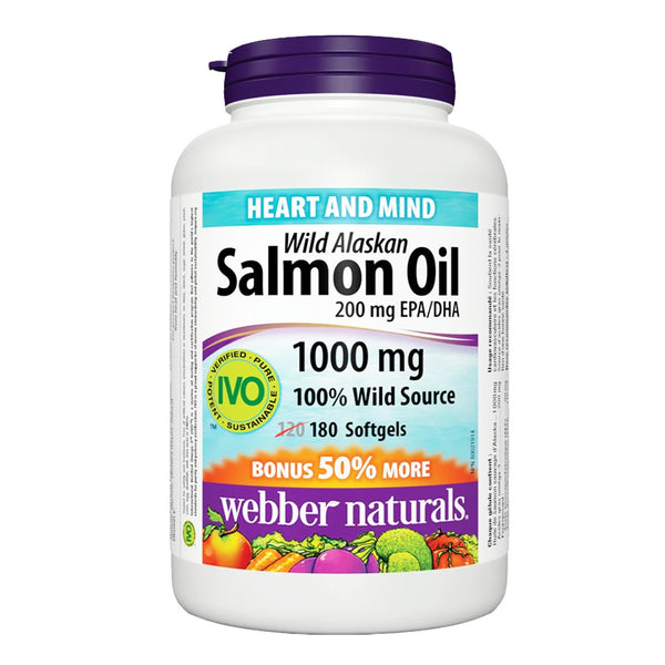 Webber Naturals Wild Alaskan Salmon Oil 1000mg, 180 Ct - My Vitamin Store