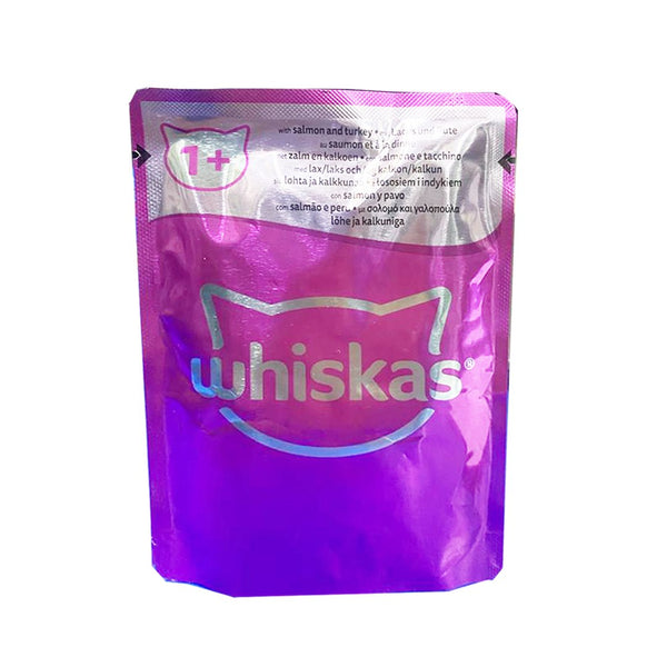 Whiskas 1+ Adult Salmon and Turkey Wet Food Pouch, 85g - My Vitamin Store