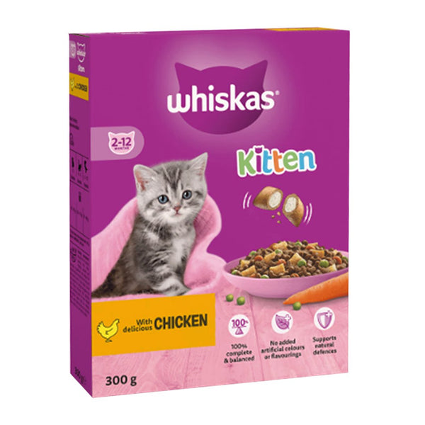 Whiskas Kitten Dry Food 2-12 Months with Delicious Chicken, 300g - My Vitamin Store