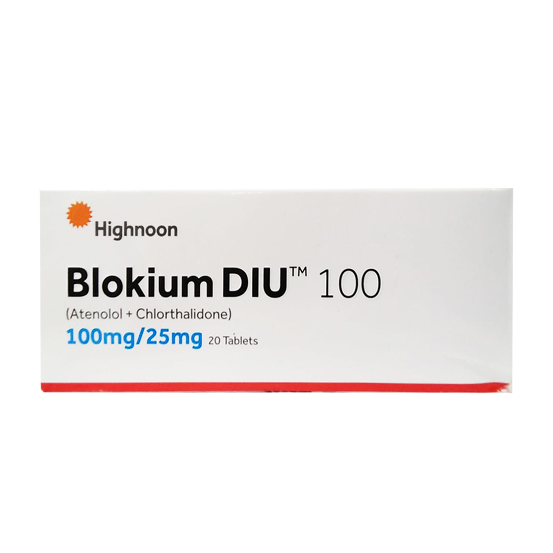 Blokium Diu (Atenolol/Chlorthalidone) 100mg/25mg, 20 Ct - Highnoon