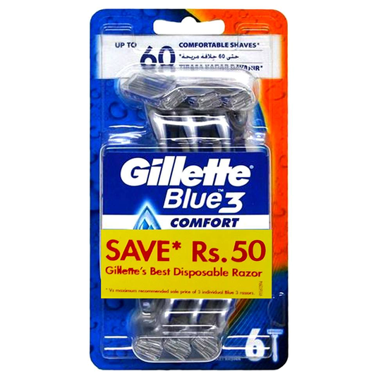 Gillette Blue 3 Comfort Men's Disposable Razor, 6 Ct