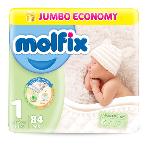 Molfix Diapers Size 1 (Newborn), 84 Ct