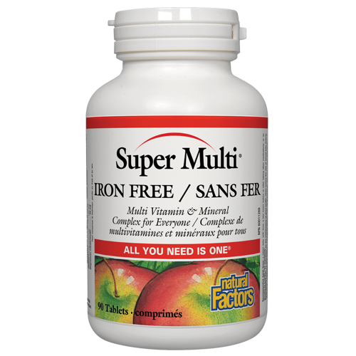Natural Factors Super Multi Iron Free, 90 Ct