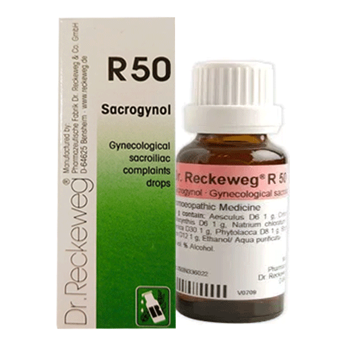 R50 Sacrogynol Drops for Gynaecological Sacroiliac Complaints - Dr. Reckeweg