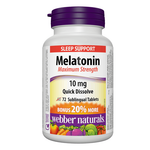 Webber Naturals Melatonin Maximum Strength Quick Dissolve 10mg, 72 Ct