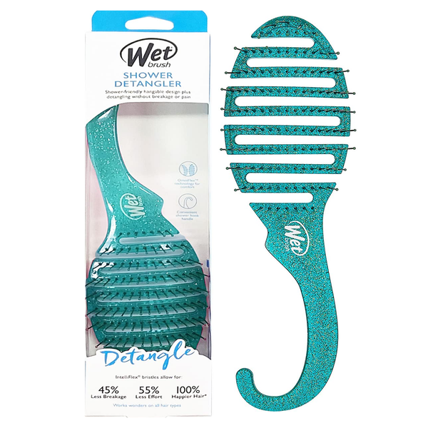 Wet Brush Shower Detangler Green Glitter Brush